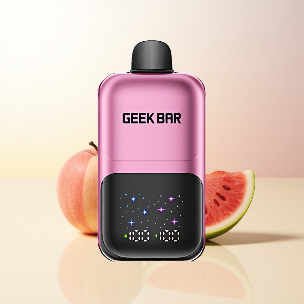 GEEK BAR 2GO 50000 Puffar Persika  Vattenmelon Interaktiv Stor Skärm 3-nivå Justerbar Smaker/Kyla Dubbel Tank 20mL Laddningsbar