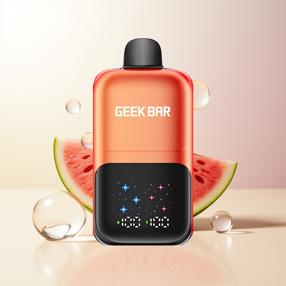 GEEK BAR 2GO 50000 Puffar Vattenmelon Tuggummi Is Interaktiv Stor Skärm Justerbar Smak/Kyla Dubbel Tank 20mL
