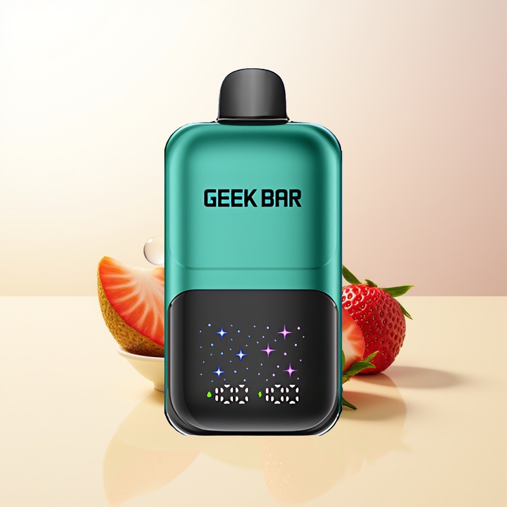 GEEK BAR 2GO 50000 Puffs Jordgubbe  Kiwi Interaktiv Stor Skärm 3-nivå Justerbar Smak/Kyla Dubbel Tank 20mL 5 Nikotinsalt Laddningsbart Batteri