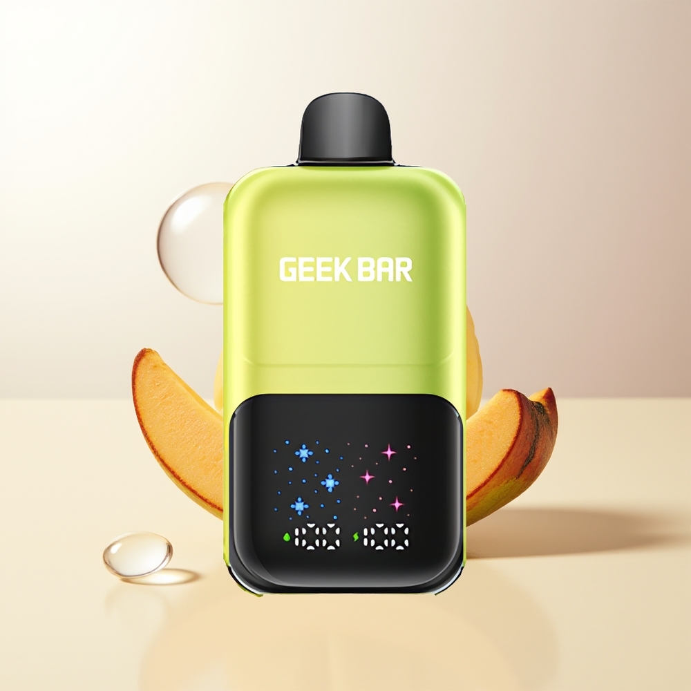 GEEK BAR 2GO 50000 Puffs Mexikansk Mango Is Interaktiv Stor Skärm 3-Nivå Inställbar Smak/Kyla Dubbla Tankar 20mL Laddningsbar Batteri