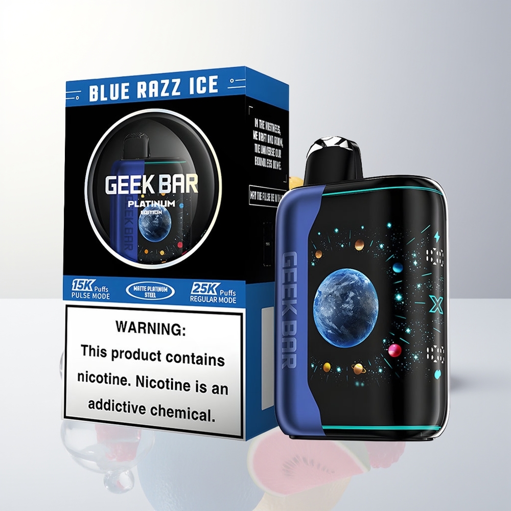 GEEK BAR Platinum Edition 25000 Blå Hallon Is Med 3D Skärm USB-C Och Dubbla Mesh Coil