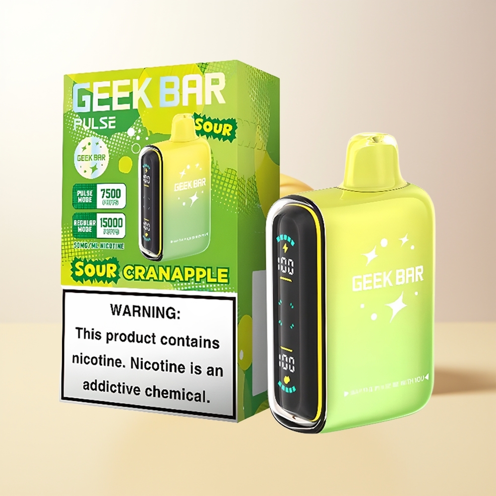 GEEK BAR Pulse 15000 Puffs Sür Smak Edition 16ML 5 Nikotin USB Type-C Justerbar Luftflöde