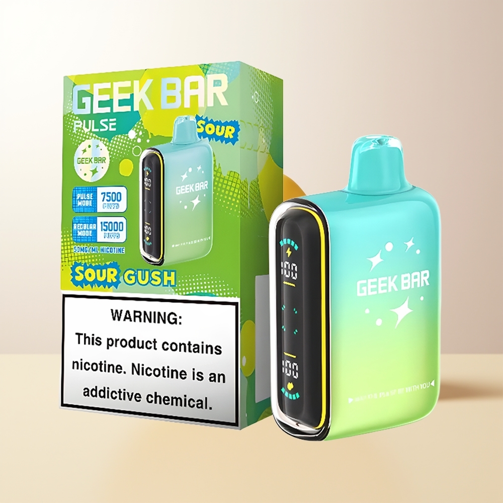 GEEK BAR Pulse 15000 Puffs Sür Smak Edition 16ML 5 Nikotin USB Type-C Justerbar Luftflöde