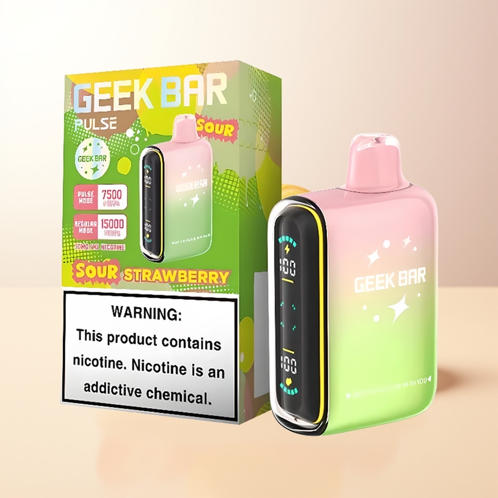 GEEK BAR Pulse 15000 Puffs Sür Smak Edition 16ML 5 Nikotin USB Type-C Justerbar Luftflöde