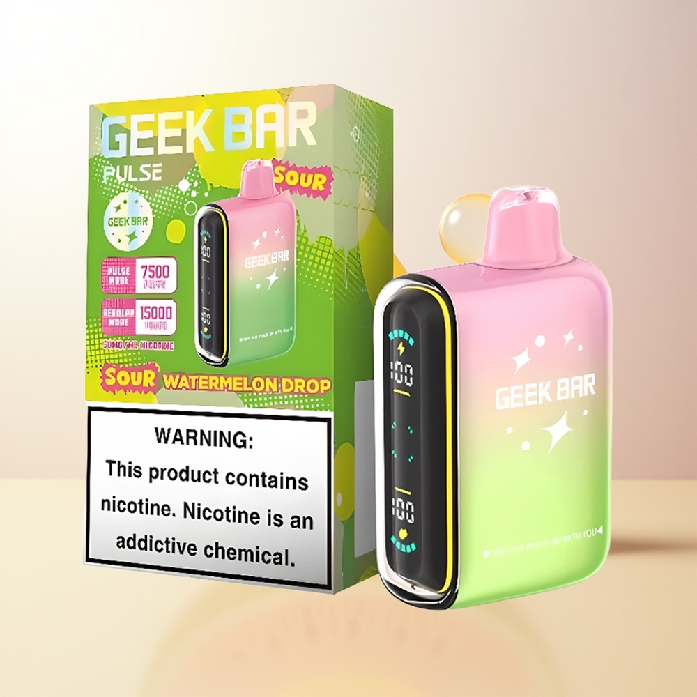 GEEK BAR Pulse 15000 Puffs Sür Smak Edition 16ML 5 Nikotin USB Type-C Justerbar Luftflöde