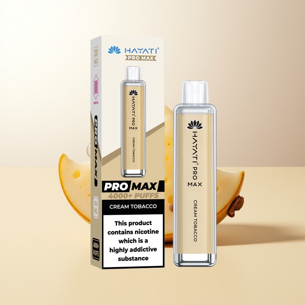 Hayati Pro Max 4000 Puffar Grädde Tobak 2ml 10ml TPD Rechargeable 1400mAh Dual 11 Ohm Mesh Coil
