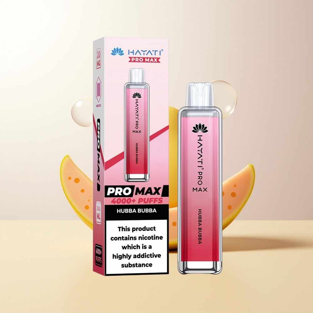 Hayati Pro Max 4000 Puffs Disposable Hubba Bubba 2 5 Nikotin 1400mAh Bärbar LED Laddningsbar TPD-Kompatibel