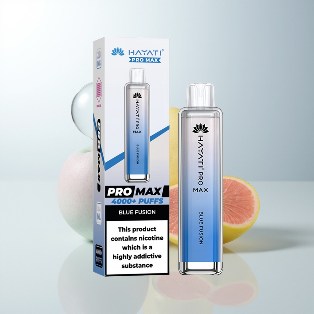 Hayati Pro Max 4000 Puffs Engångs Vape Blå Fusion 1400mAh Laddningsbar Dual 11 Ohm Mesh Coil 2ml TPD