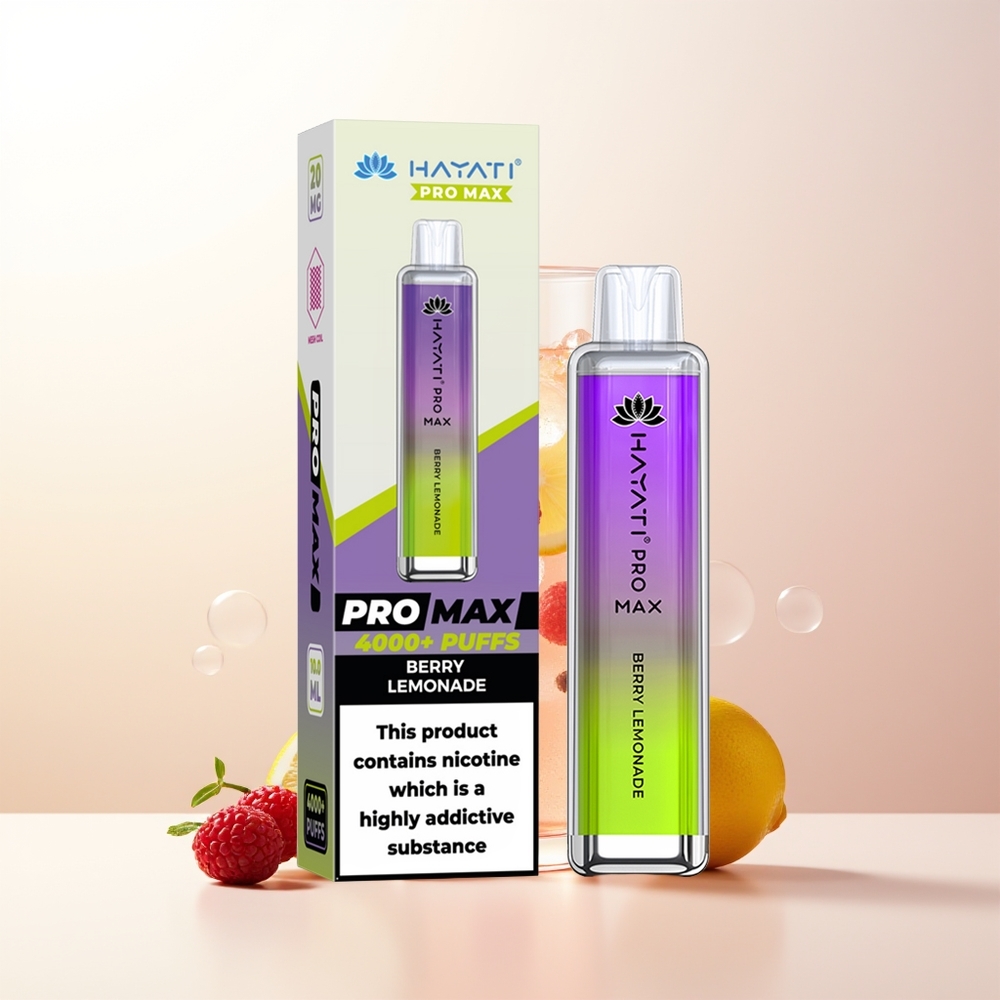 Hayati Pro Max 4000 Puffs Engångs Vape Bär Lemonad Rechargeable TPD-Compliant Dual Coil