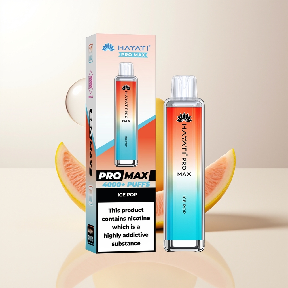 Hayati Pro Max 4000 Puffs Engångs Vape Isglass 2ml Tank 5 Nikotin Rechargebar 1400mAh