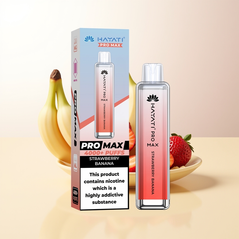 Hayati Pro Max 4000 Puffs Engångs Vape Jordgubb Banan 2ml 1400mAh LED