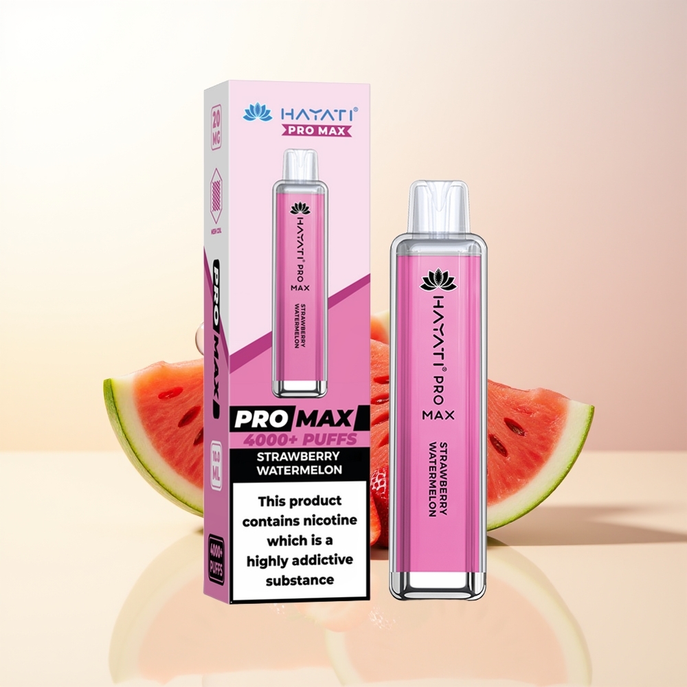 Hayati Pro Max 4000 Puffs Engångs Vape Jordgubb Vattenmelon 2ml Tank 10ml Auto Påfyllning 1400mAh Batteri