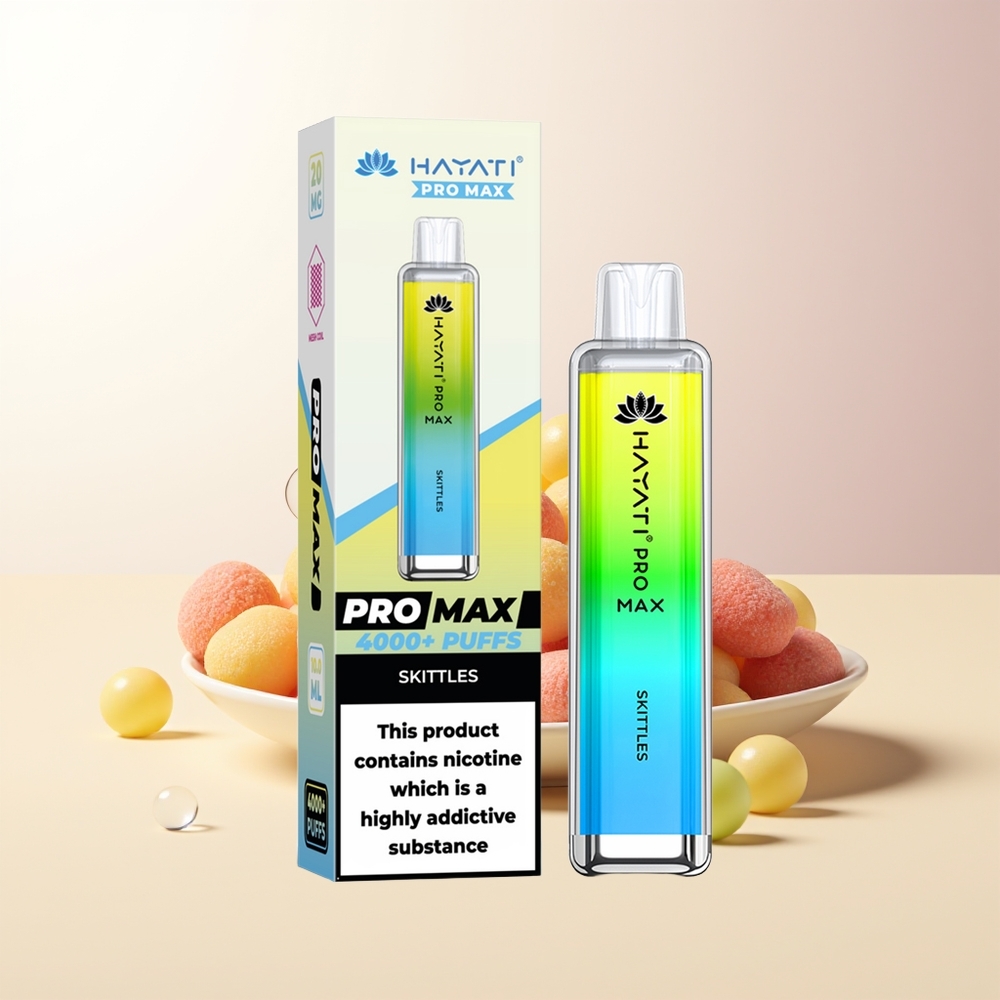 Hayati Pro Max 4000 Puffs Engångs Vape Regnbåge Dual 11 Ohm Mesh Coil 1400mAh Batteri LED Ljus Kristall