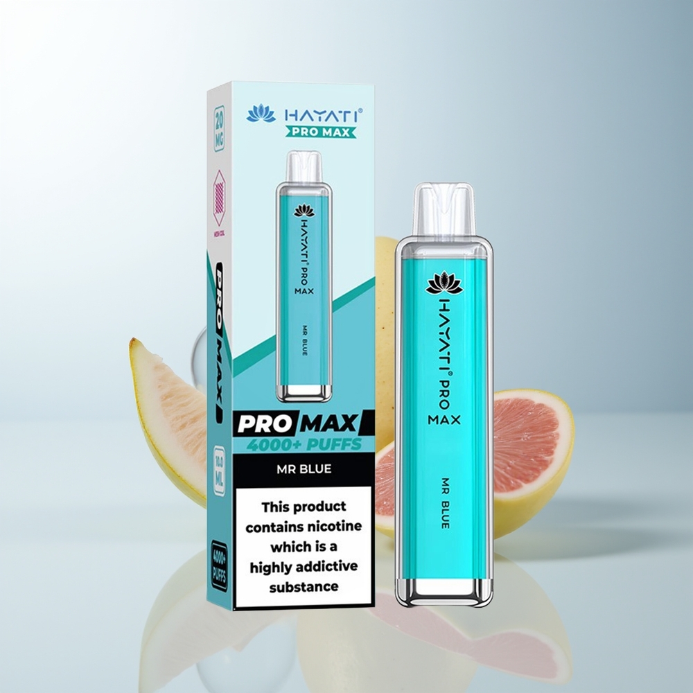 Hayati Pro Max 4000 Puffs Herr Blå 2ml 10ml Auto Refill 1400mAh Rechargebar TPD-Compliant
