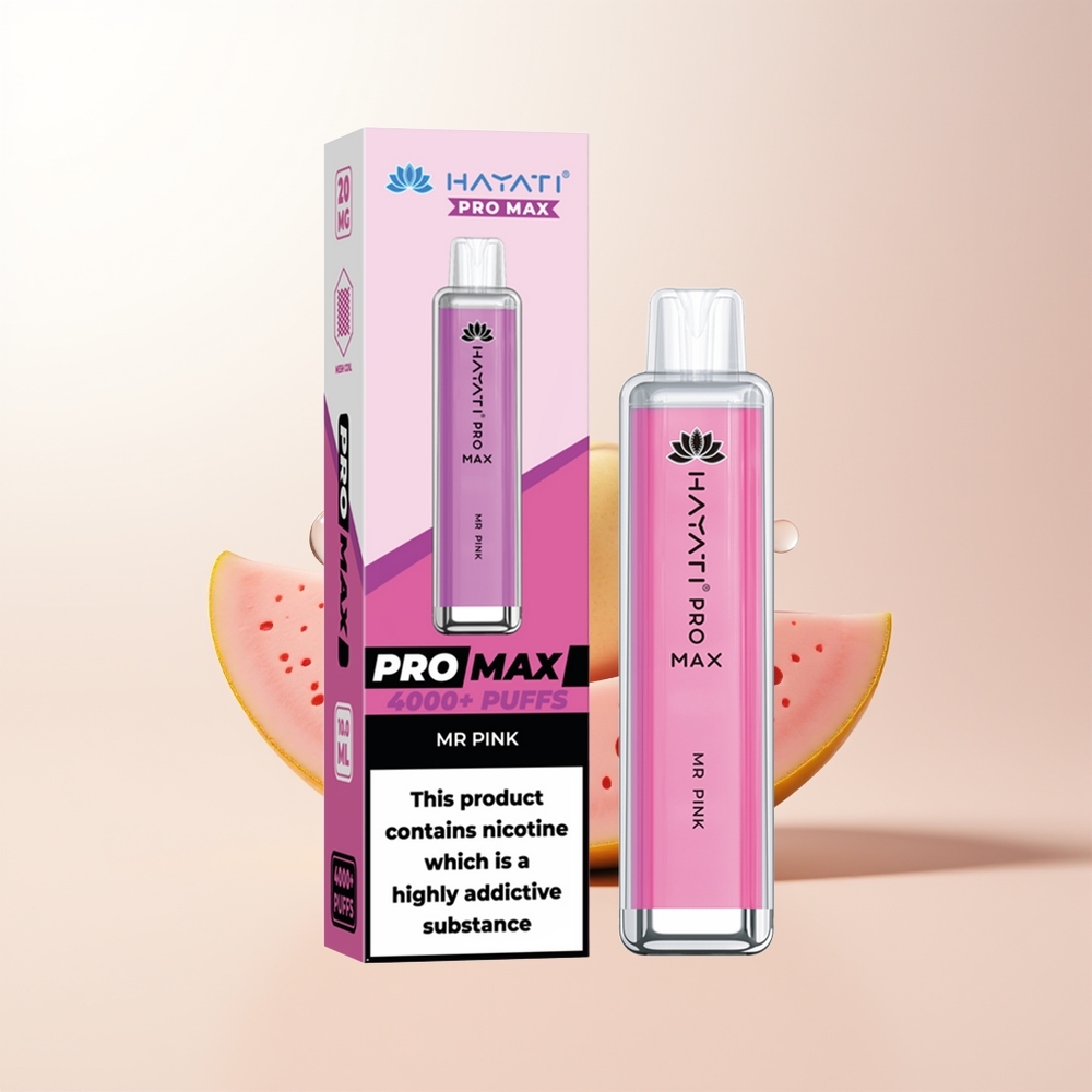 Hayati Pro Max 4000 Puffs Herr Rosa Dual 11 Ohm Mesh Coil 1400mAh Rechargebar Batteri TPD-Compliant