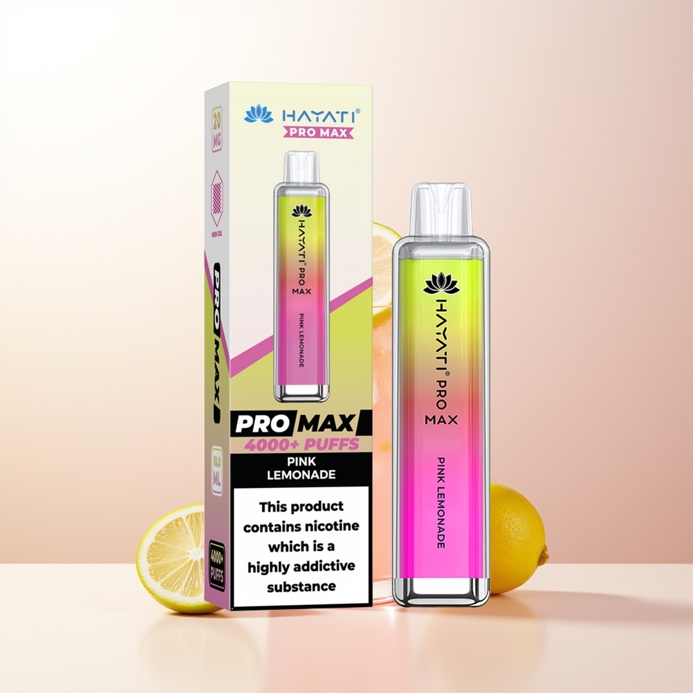 Hayati Pro Max 4000 Puffs Rosa Citronvatten 1400mAh Dual 11 Ohm Mesh Coil Rechargebar