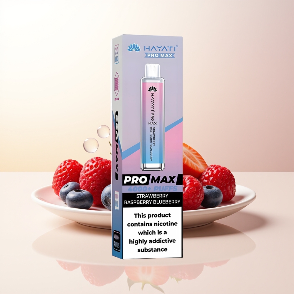 Hayati Pro Max 4000 Puffs Smultron Hallon Blåbär Rechargeable 1400mAh Dual 11 Ohm Mesh LED TPD-Compliant