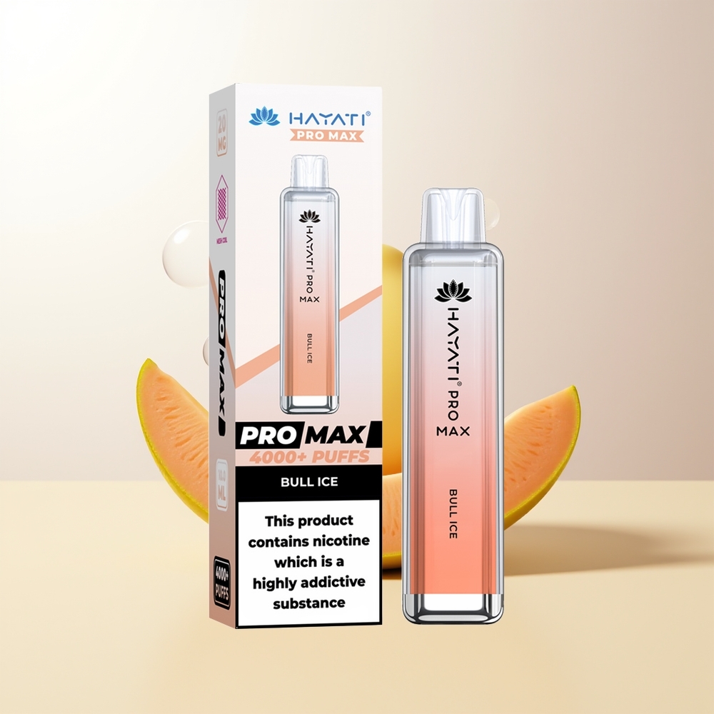 Hayati Pro Max 4000 Puffs Tjur Is 2 5 Nikotin 1400mAh Laddningsbar Batteri LED Ljuskristall