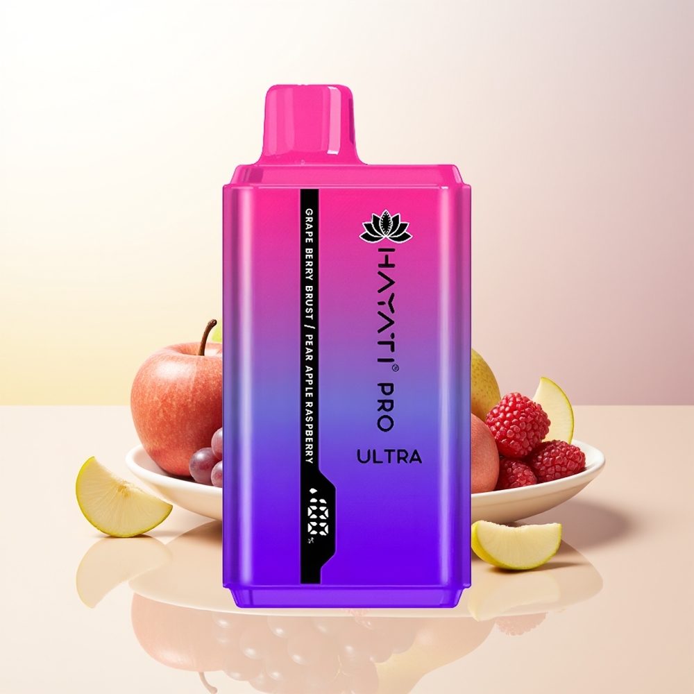 Hayati Pro Ultra 15000 Puffs Vindruva Bär Smäll Päron Äpple Hallon 2 12ml 850mAh 2