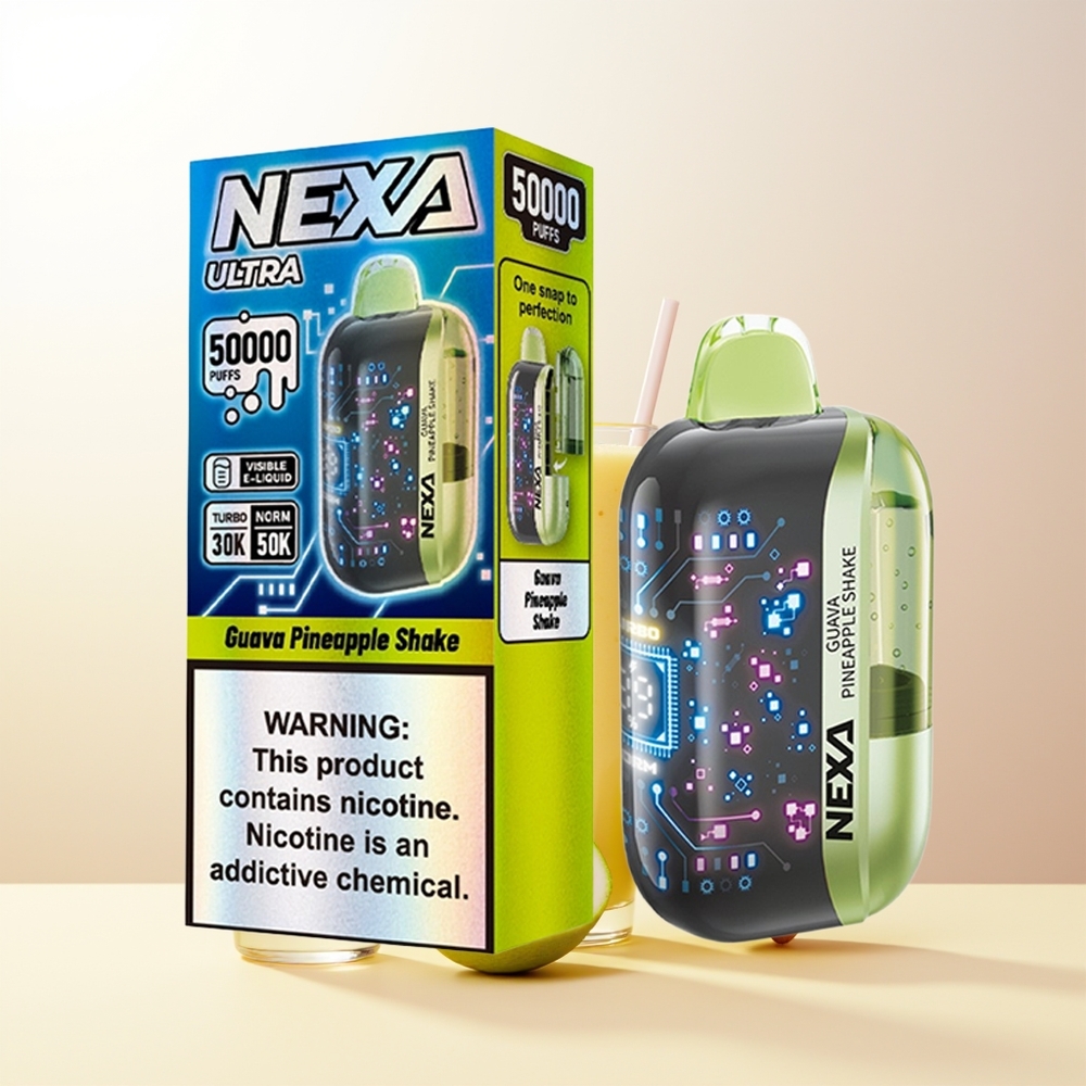 NEXA Ultra 50000 Guava Ananas Shake 20ml 800mah 5 09ohm Dual Mesh 3d Curved Skärm Type-c Laddning