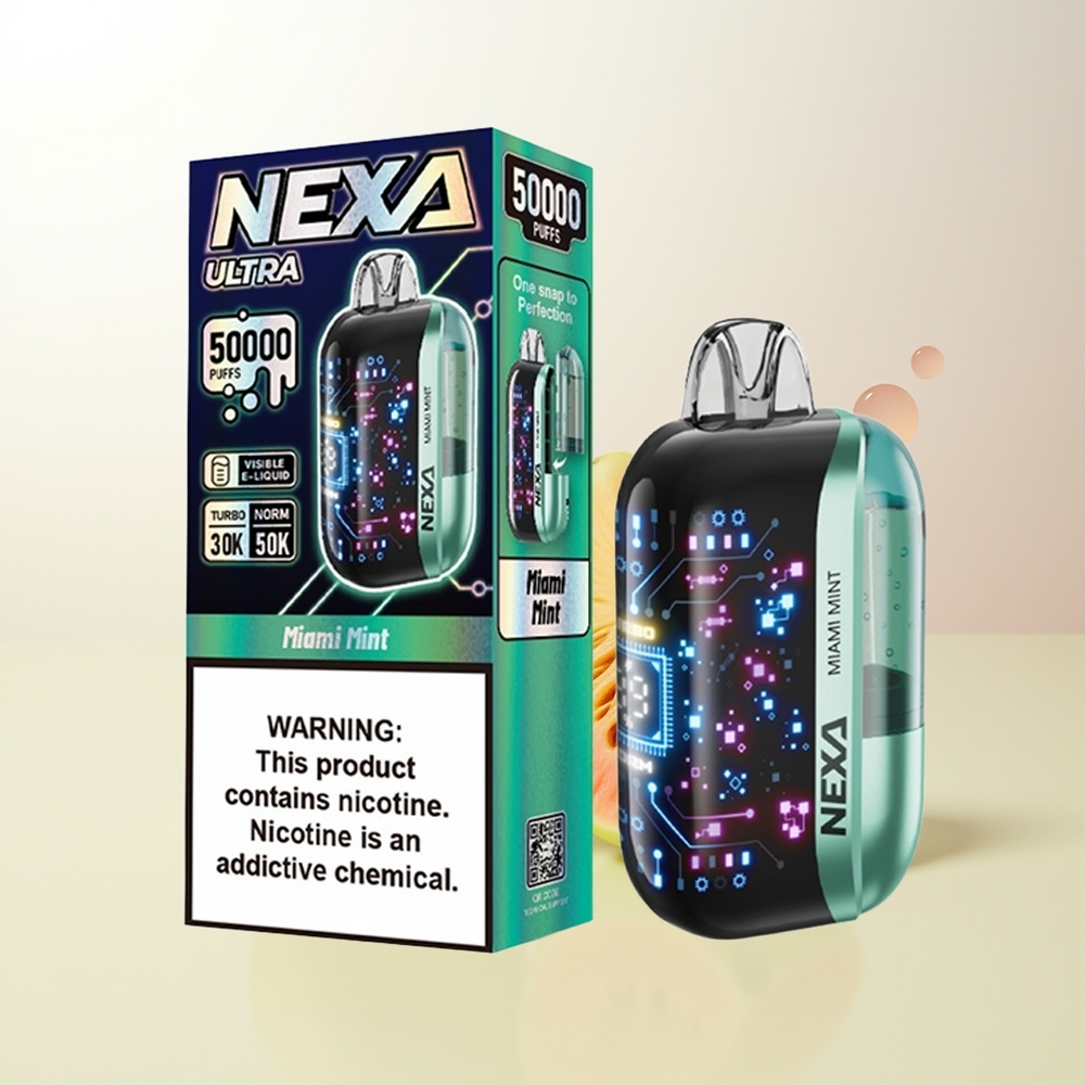 NEXA Ultra 50000 Miami Mynta 20ml 800mah 5 09ohm Dual Mesh 3d Curved Skärm Type-c