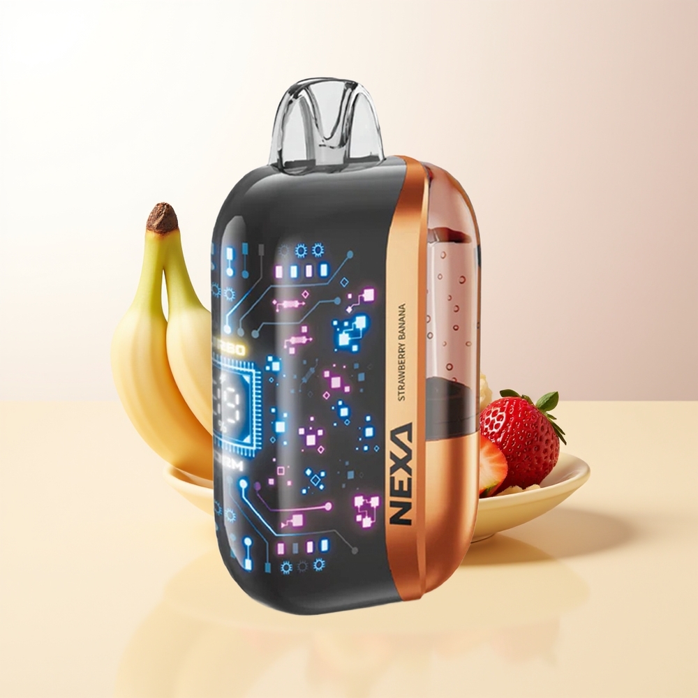 NEXA Ultra 50000 Puffs Jordgubbe Banan 20ml 800mAh 5 09ohm Dual Mesh 3D Curved Screen Type-C
