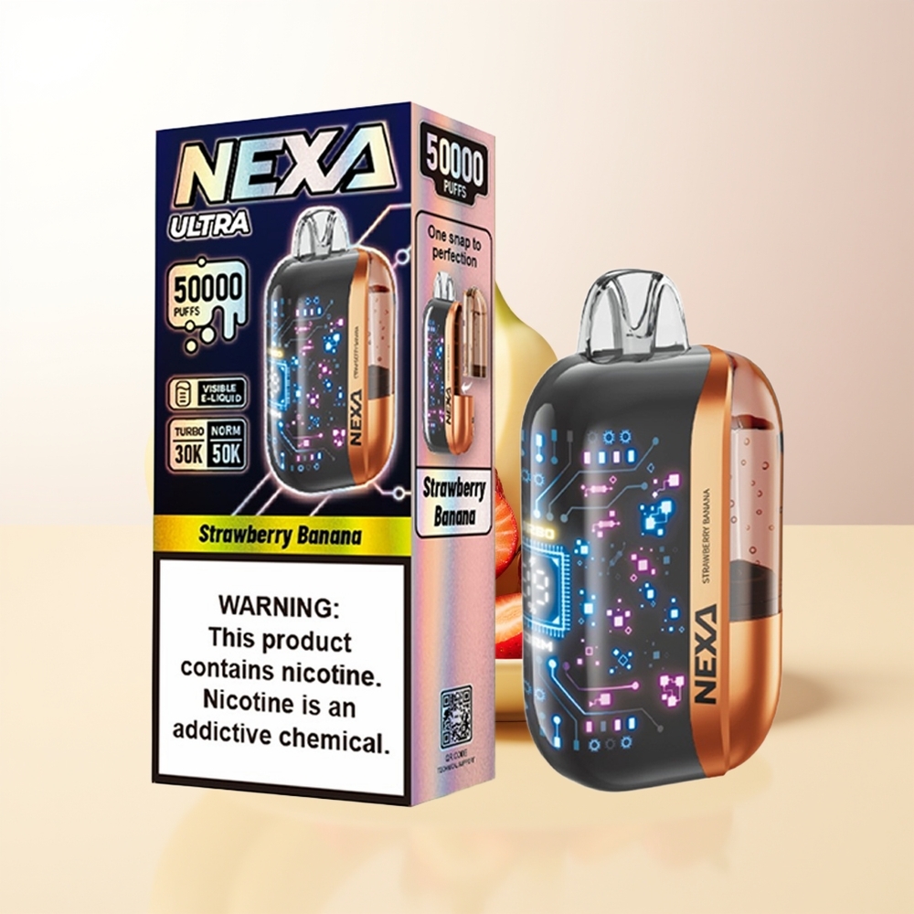 NEXA Ultra 50000 Puffs Jordgubbe Banan 20ml 800mAh 5 09ohm Dual Mesh 3D Curved Screen Type-C
