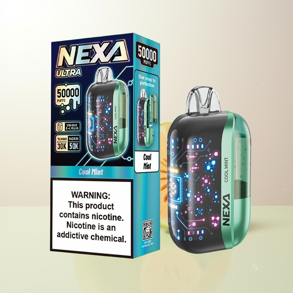 NEXA Ultra 50000 Puffs Kallmynta 20ml 800mAh 5 Nikotin 09ohm Dual Mesh 3D Curved Skärm Type-C