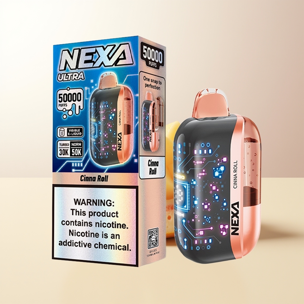NEXA Ultra 50000 Puffs Kanelbulle 20ml 800mAh 5 09ohm 3D Skärm Typ-C