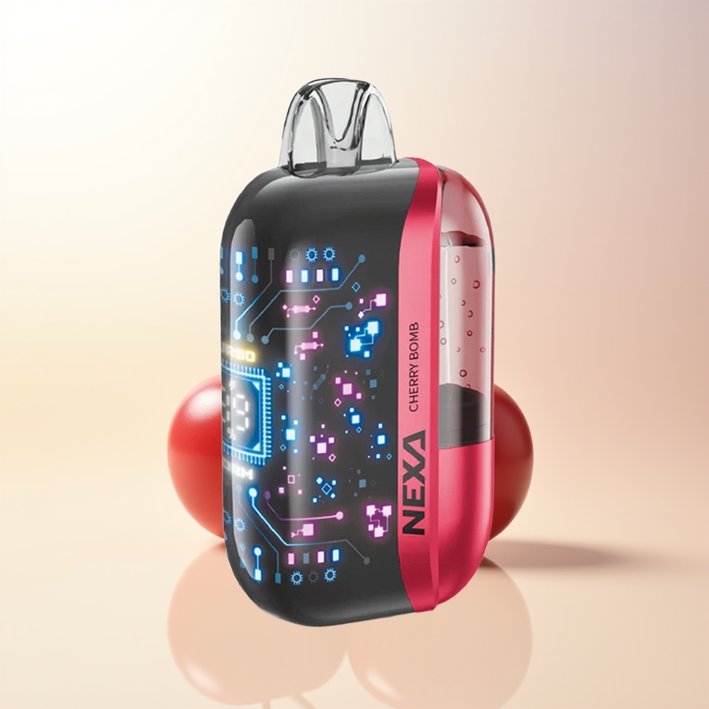 NEXA Ultra 50000 Puffs Körsbär Bomp 20ml 800mah 5 Nikotin 09ohm Dual Mesh Coils 3d Curved Skärm Type-c Laddning