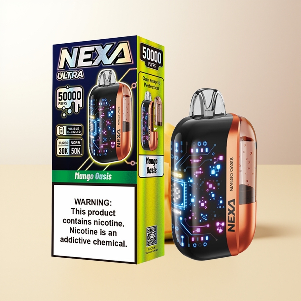 NEXA Ultra 50000 Puffs Mango Oasis 20ml 800mah 5 09ohm Dual Mesh 3D Curved Screen Type-C