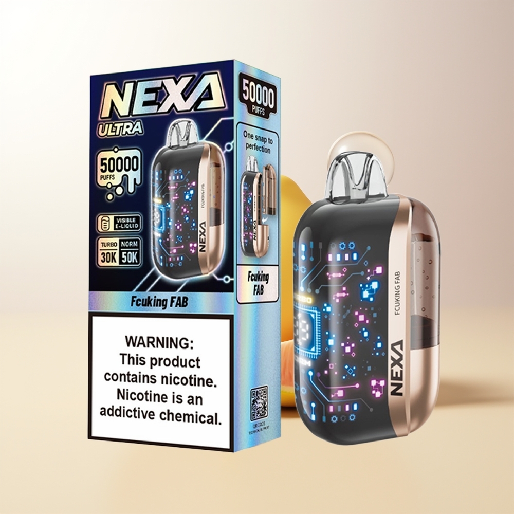 NEXA Ultra 50000 Puffs Otroligt Fab 20ml 800mAh 5 Nikotin 09ohm Dual Mesh 3D Skärm Typ-C