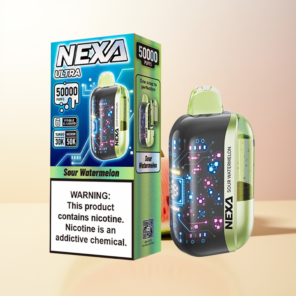 NEXA Ultra 50000 Puffs Sursött Vattenmelon 20ml 800mah 5 09ohm Dual Mesh 3d Curved Screen Type-c