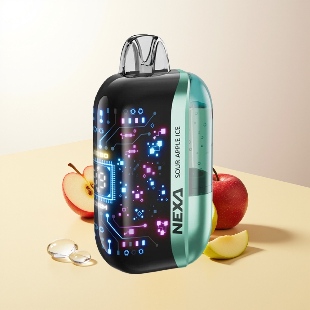 NEXA Ultra 50000 Puffs Syrlig Äpple Is 20ml 800mah 5 Nicotine Dual Mesh Coils 3d Curved Screen Type-c