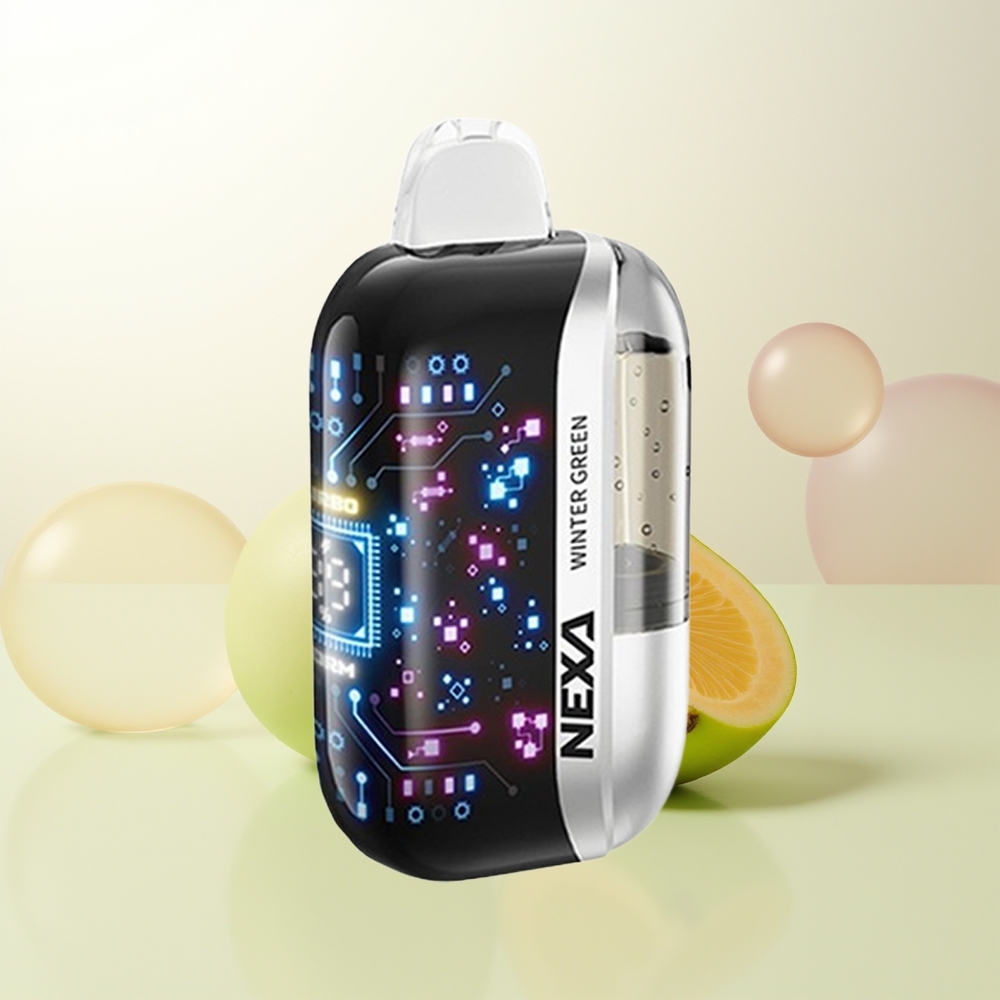 NEXA Ultra 50000 Puffs Vintergrönt 20ml 800mAh 5 Nikotin 09ohm Dual Mesh Coils Typ-C-laddning 3D-böjd skärm