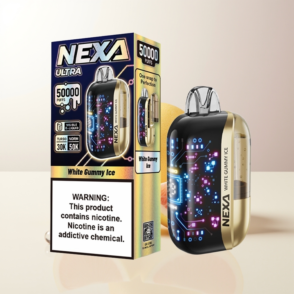NEXA Ultra 50000 Vit Gummy Is 20ml 800mah 5 09ohm Dual Mesh 3d Curved Skärm Type-c