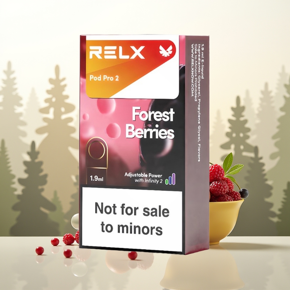 RELX Pod Pro 2 600 Puffar Skogsbär 19ml 3 Spänningslägen 2/3 Förpackningar