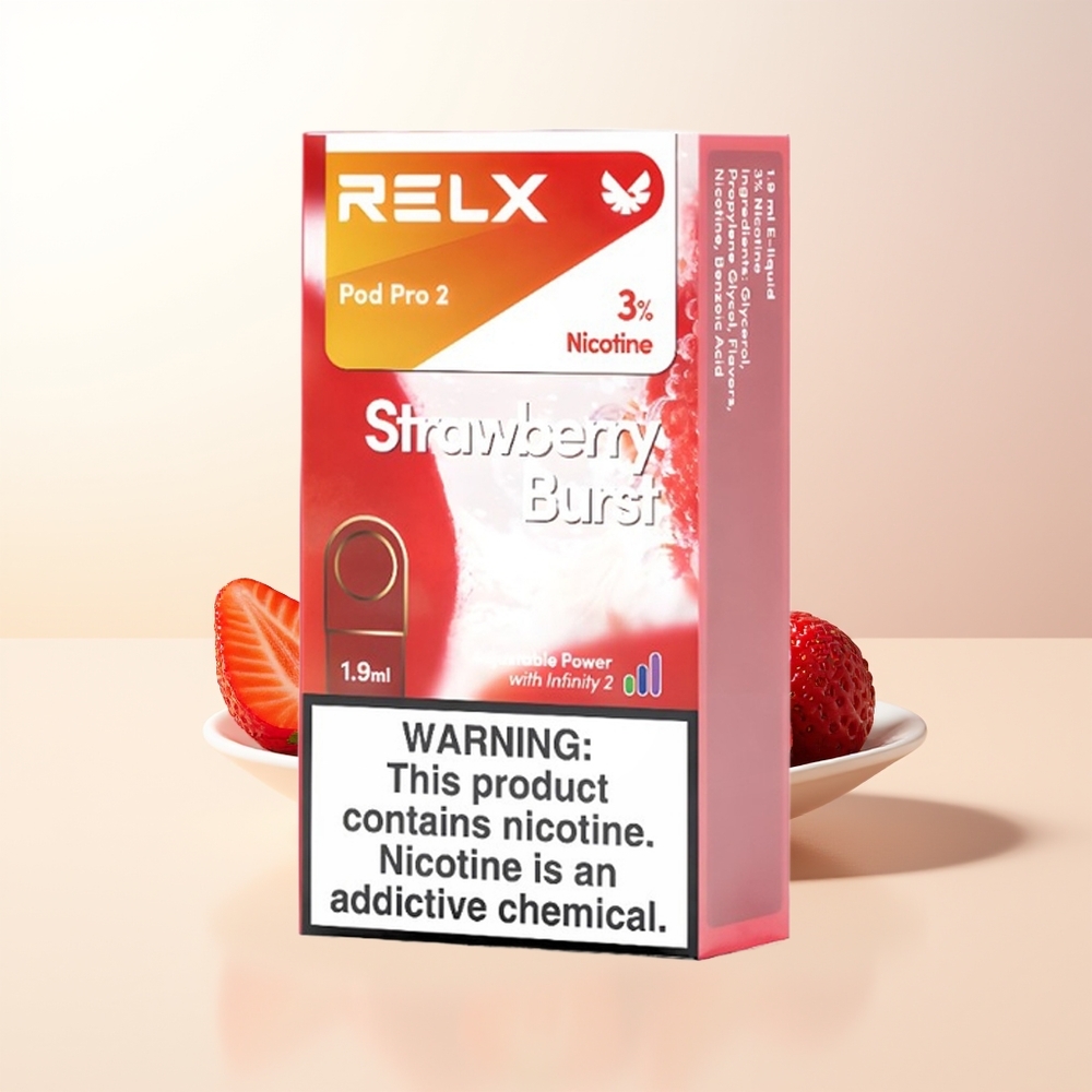 RELX Pod Pro 2 600 puff Jordgubb Explosion 19ml 3 Spänningslägen