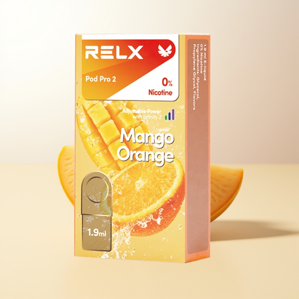 RELX Pod Pro 2 600 puff Mango Apelsin 19ml 2/3 förpackning 3 spänningsjusteringar Eco Mode Smooth Mode Boost Mode