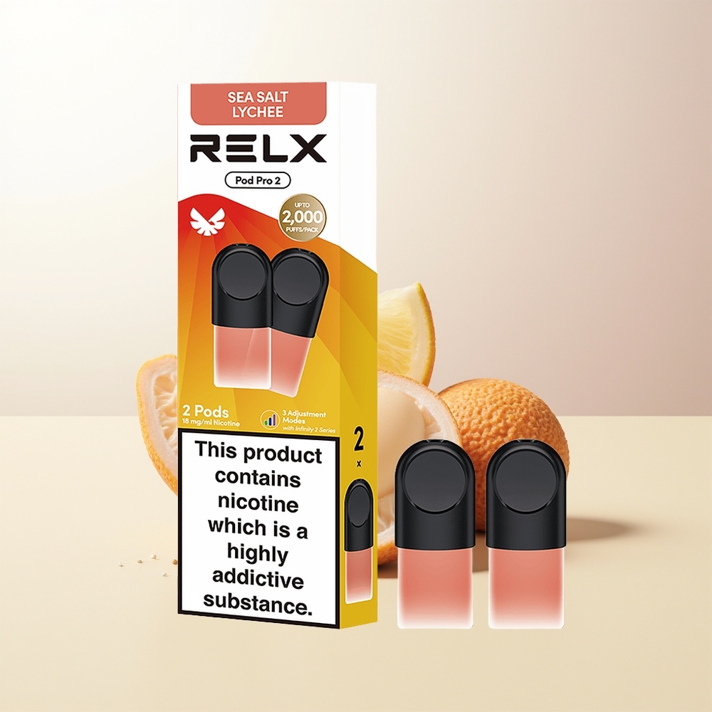 RELX Pod Pro 2 600 puffar 19ml 3 spänningslägen Havssalt Litchi