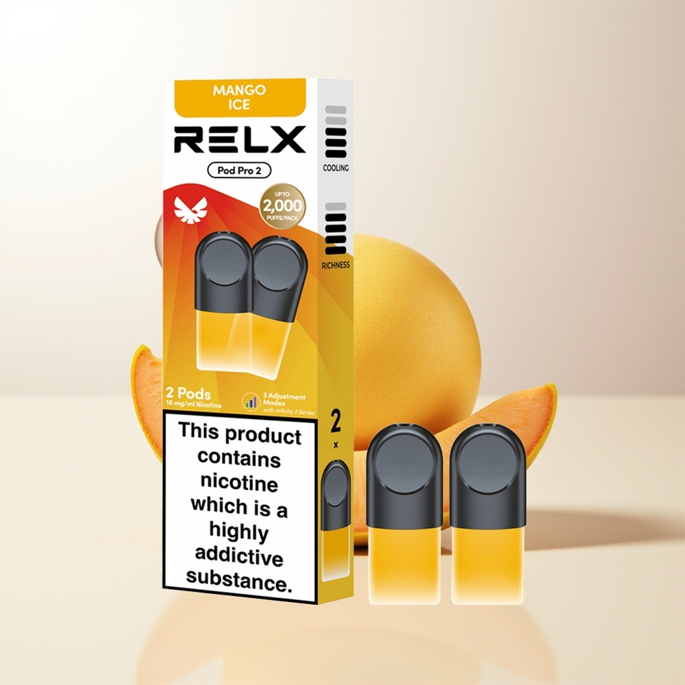 RELX Pod Pro 2 600 puffar 19ml 3 spänningslägen Mango Is