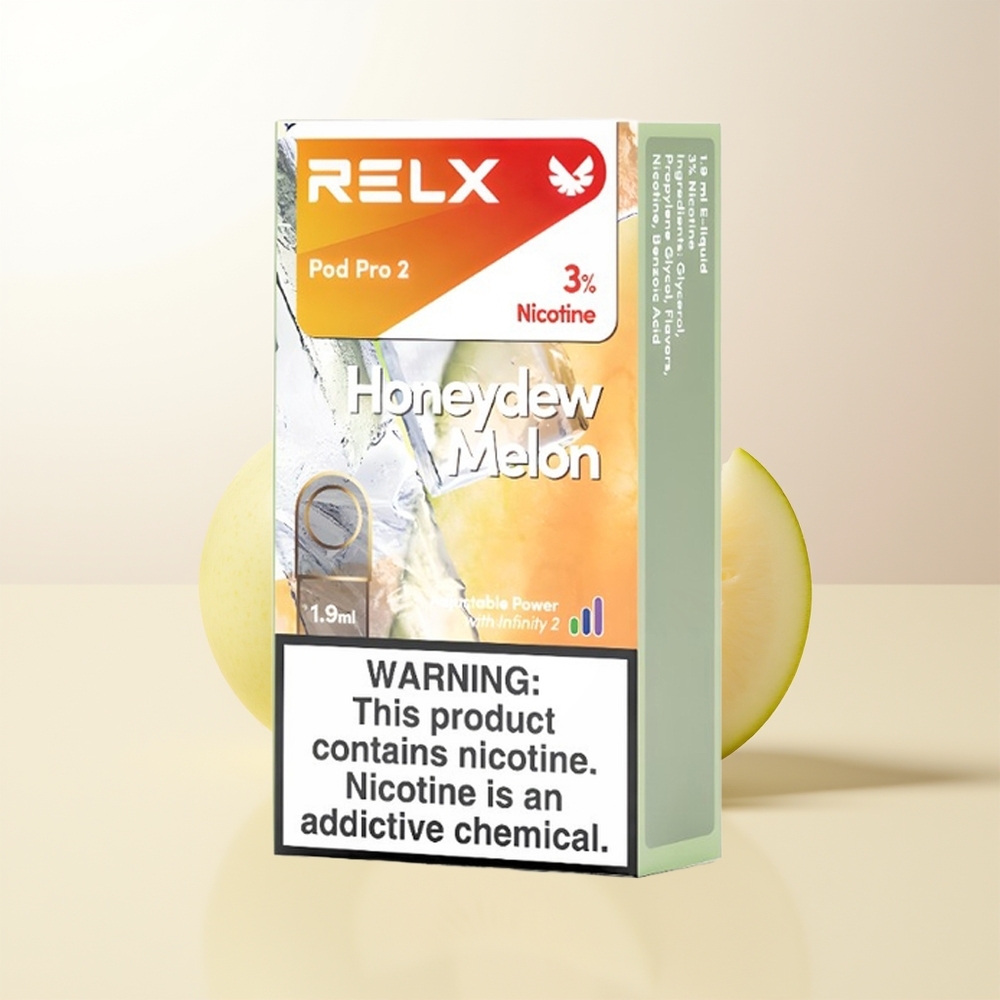 RELX Pod Pro 2 600 puffar 19ml Honungsmelon 3 Spänningsinställningar Eco Smooth Boost 2/3 förpackningar