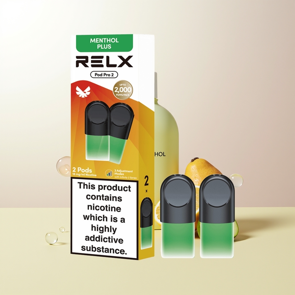 RELX Pod Pro 2 600 puffar 19ml mint-menthol plus 3 spänningsinställningar 2/3 förpackningar