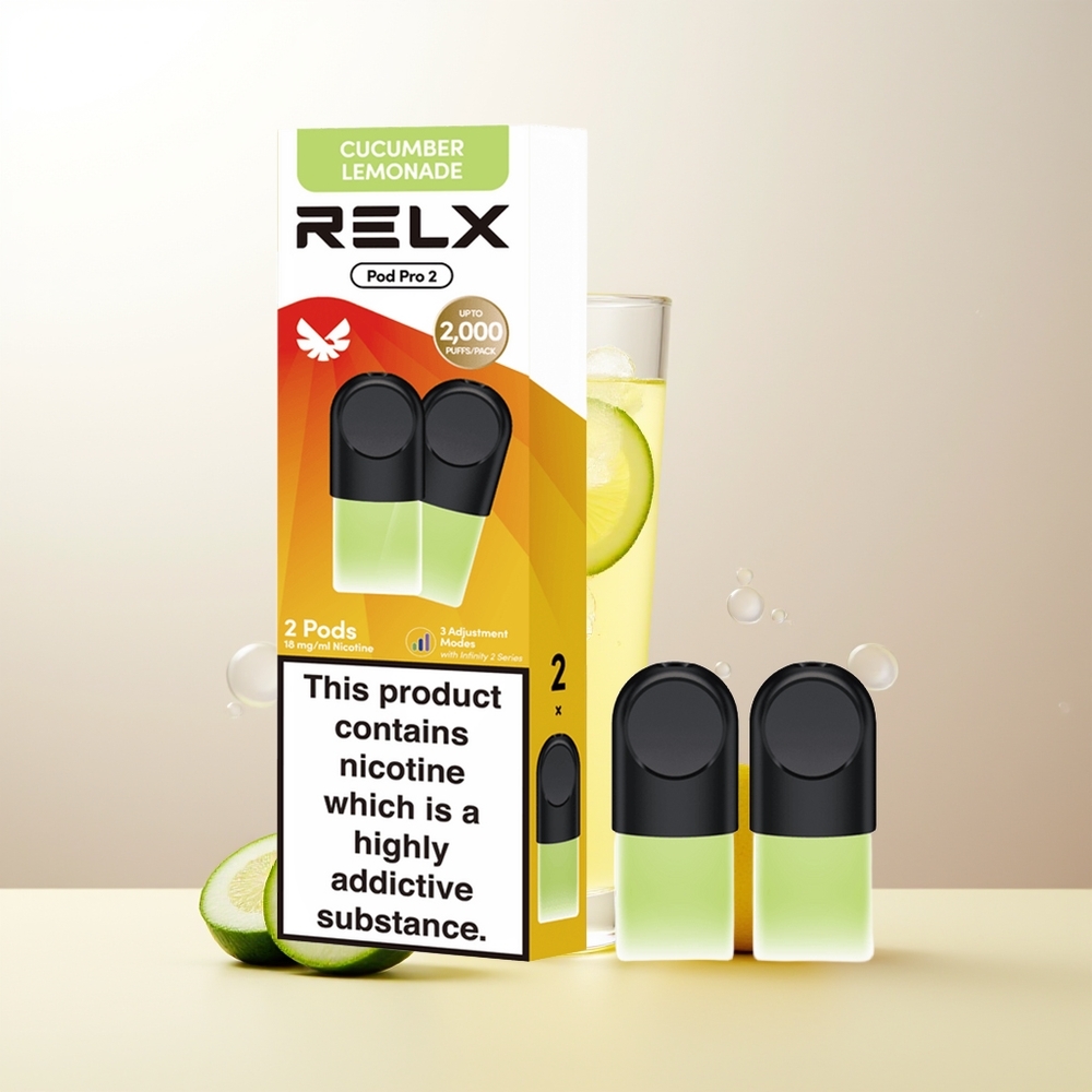 RELX Pod Pro 2 600 puffar Dryck-Gurka Citronadsvatten 19ml 3 spänningsinställningar