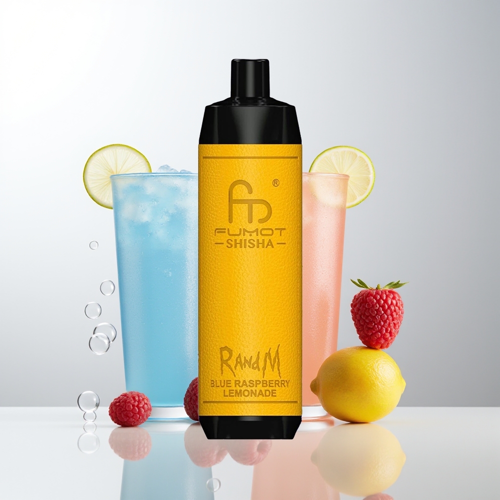 RandM Fumot Shisha 10000 Puffs Blå Hallon  Citron 18ml 850mAh 06ohm Mesh Type-C