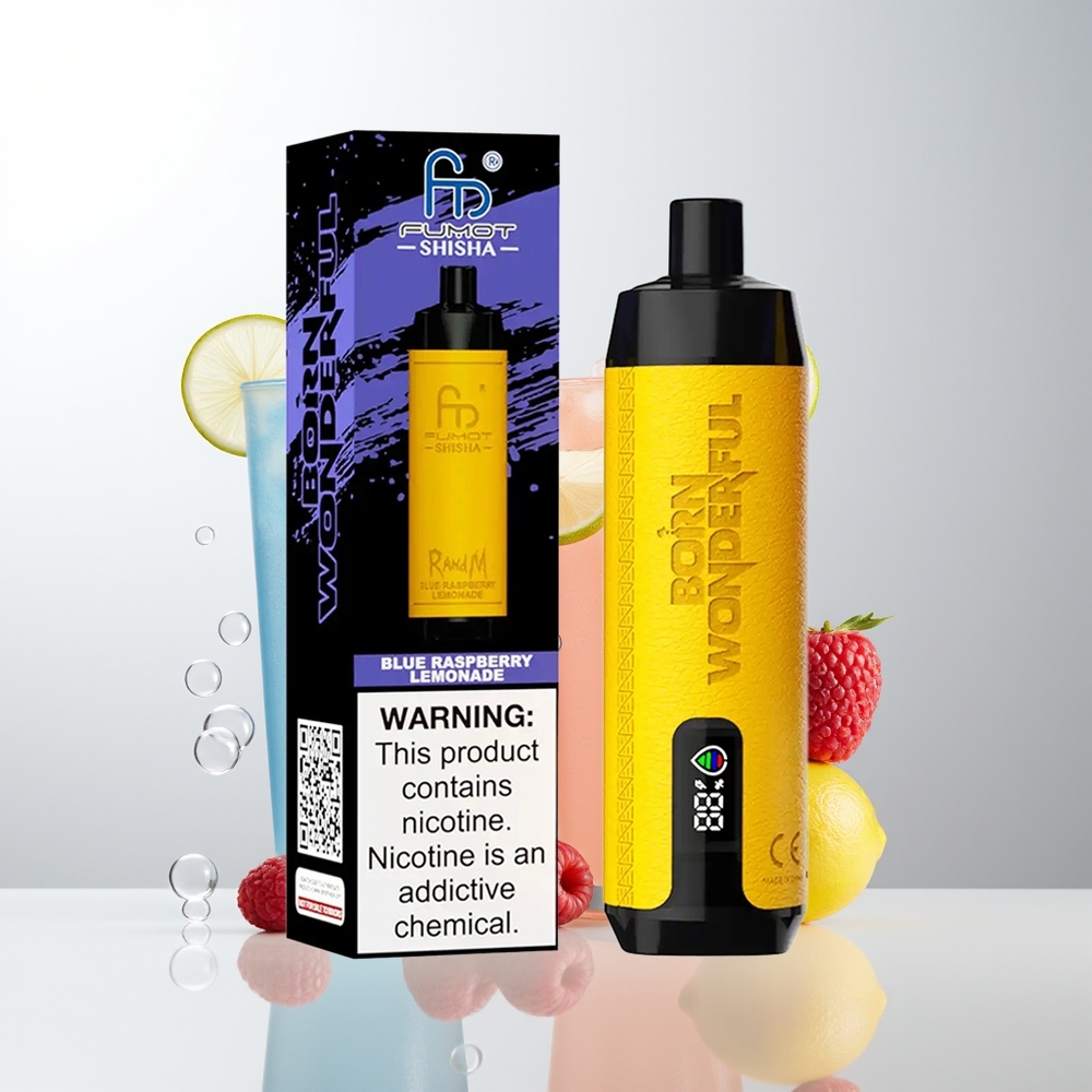 RandM Fumot Shisha 10000 Puffs Blå Hallon  Citron 18ml 850mAh 06ohm Mesh Type-C