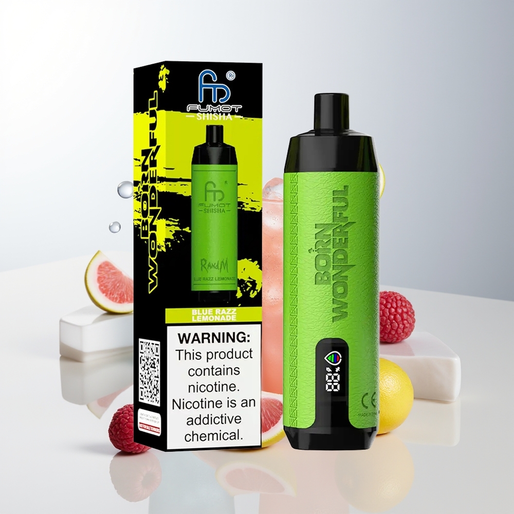 RandM Fumot Shisha 10000 Puffs Blå Hallon  Lemonad 18ml 850mAh Typ-C 06ohm Mesh LED