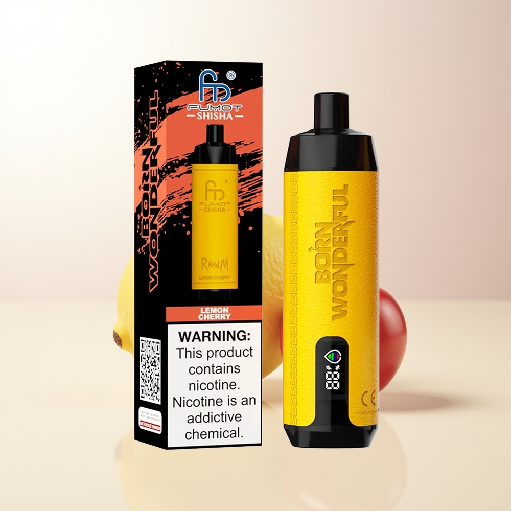 RandM Fumot Shisha 10000 Puffs Citron Körsbär LED Indikator Typ-C Port