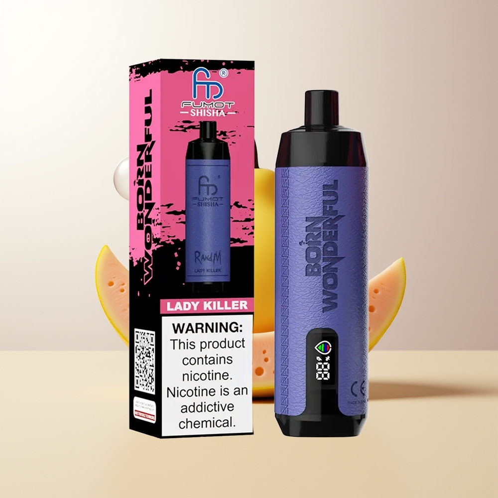 RandM Fumot Shisha 10000 Puffs Damdödsdisposable LED Indikator 18ml Förfylld E-vätska 850 mAh Batteri 06ohm Mesh Coil Type-C Port