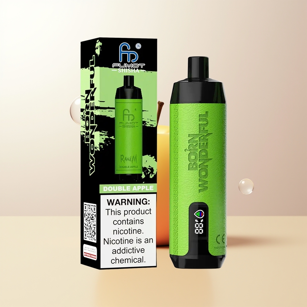 RandM Fumot Shisha 10000 Puffs Dubbel Äpple LED Indikator Typ-C Port 18ml Förfylld E-vätska 850 mAh Batteri 06ohm Mesh Coil